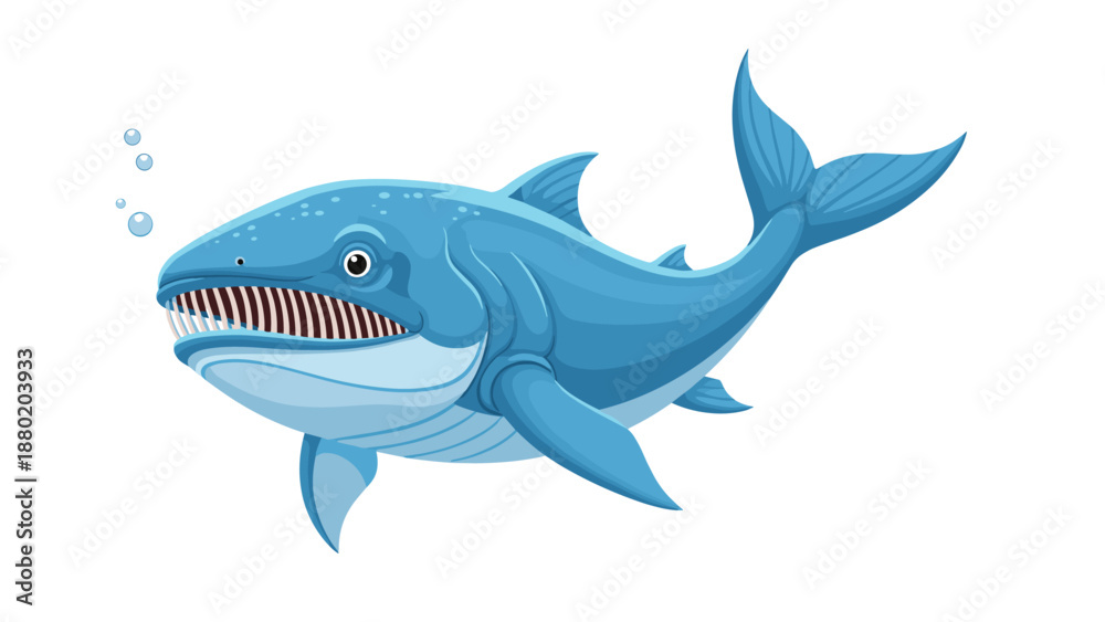 Obraz premium Cartoon illustration of a prehistoric dunkleosteus fish, an armored predator from the Devonian period, swimming with its mouth open.