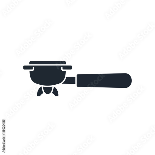 Espresso Machine Portafilter Coffee Holder Black Silhouette Icon.