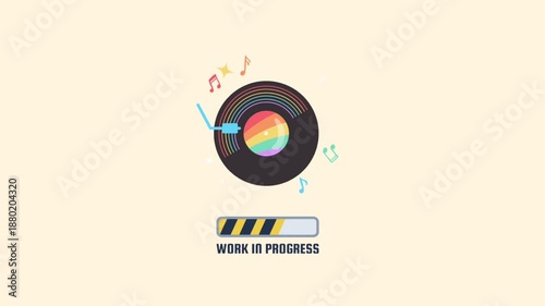 Progress Bar With A Vinyl Record Playing Music In A Minimalist Style, Representing Creative Work