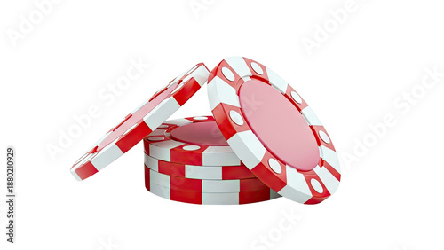 Stack of Red and White Casino Chips