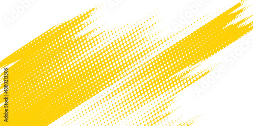 Yellow halftone corner gradient texture. Fading cartoon polka dot background. Dotted tilted gradation pattern. Fading comic pop art overlay backdrop. Vector slant frame halfton patern effect wallpaper