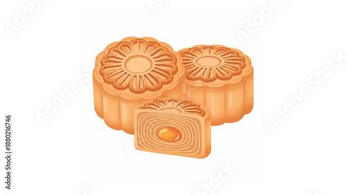 traditional Chinese mooncakes decorative floral pattern salted egg yolk filling Mid Autumn Festival pastry
