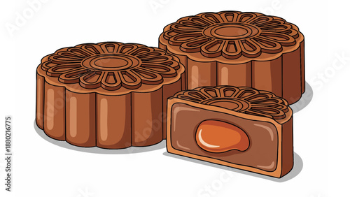traditional Chinese mooncakes ornate floral pattern salted egg yolk filling Mid Autumn Festival pastry
