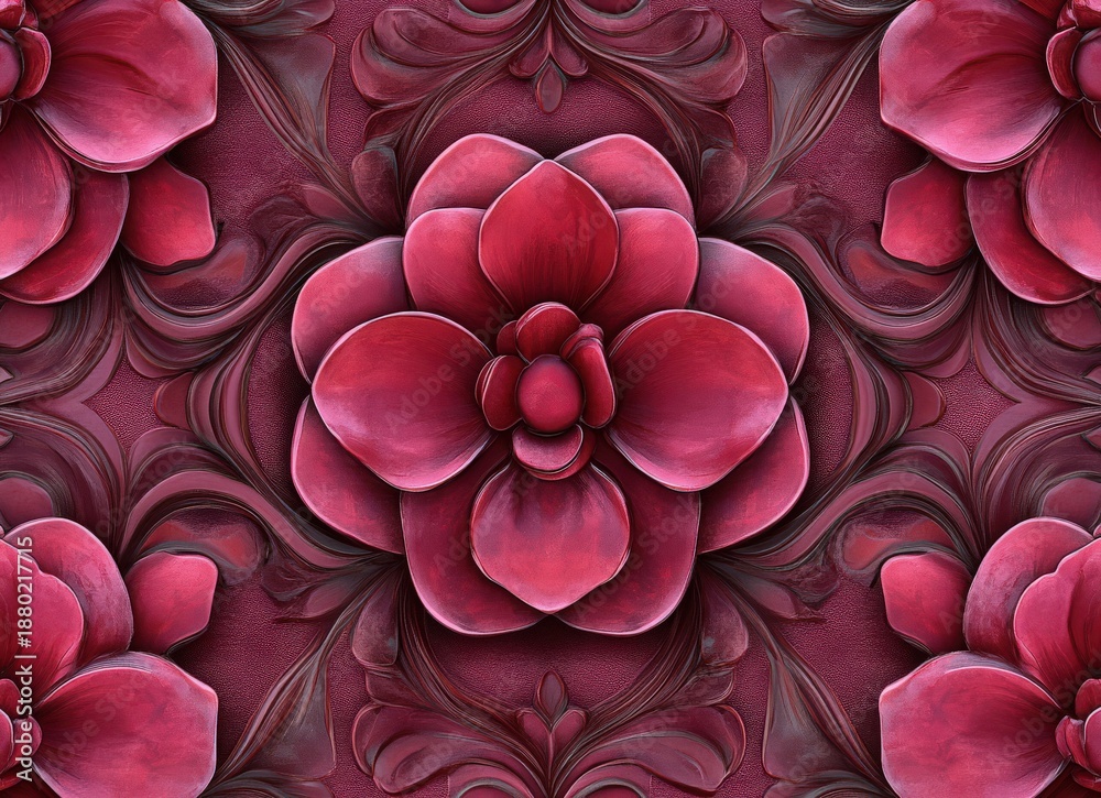 Naklejka premium Charming dark red roses with pink petals create a seamless elegant pattern in a captivating grid design