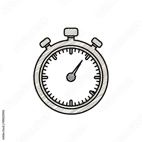 Stopwatch Illustration Simple Design Black White.