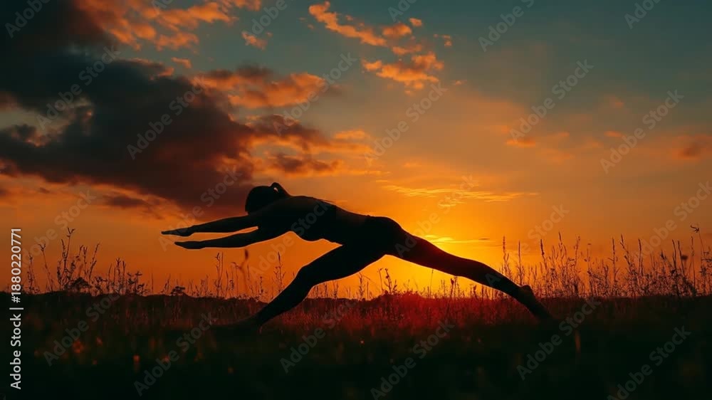 custom made wallpaper toronto digitalGraceful yoga silhouette against a fiery sunset sky in a serene natural setting