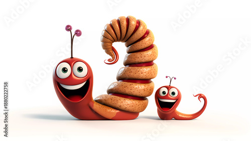 Happy Yellow Caterpillar Family. Cute Worm