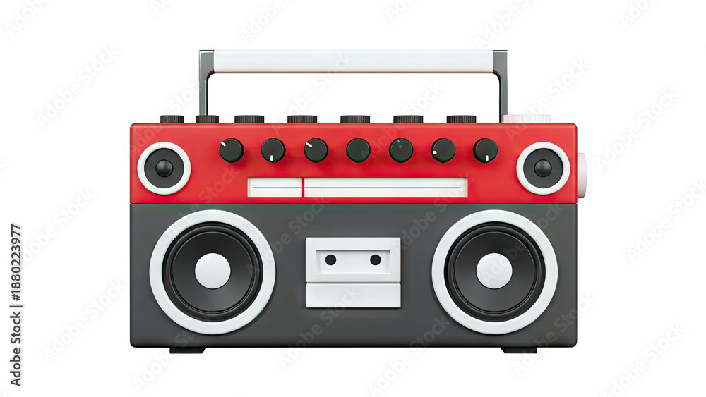 Fototapeta premium Retro Boombox with Speakers and Cassette Deck
