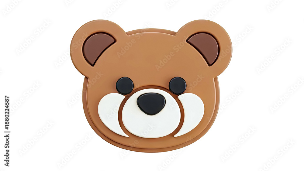 Naklejka premium 3D Rendered Teddy Bear Face Icon