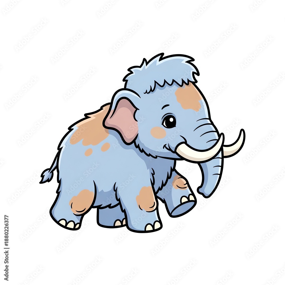 Fototapeta premium Cute Cartoon Baby Mammoth Illustration.