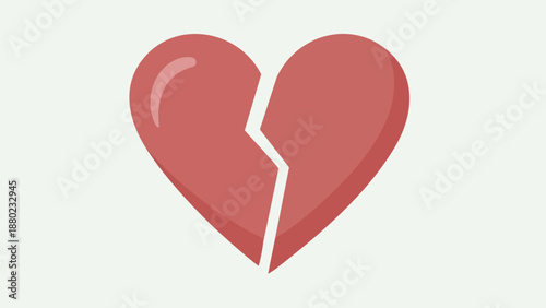 A cute vector illustration of a broken heart on Valentine's Day, symbolizing love on February 14th with isolated elements in a simple design