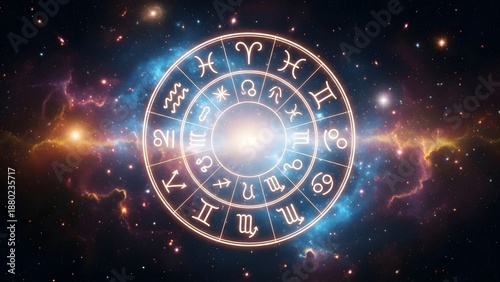 Zodiac Wheel Astrology Signs Cosmos Universe.