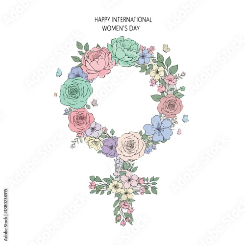 Floral female symbol for Women's Day