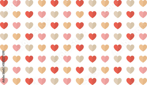 Continuous pattern of small colorful hearts on transparent grid for digital scrapbooking and decor