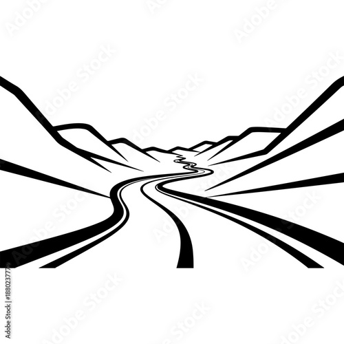 Winding Mountain Road Illustration