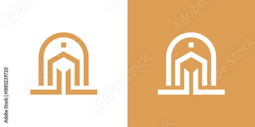 Dual meaning logo combining a building and open door, symbolizing opportunity, access, growth, and welcoming entry into modern business or property spaces.