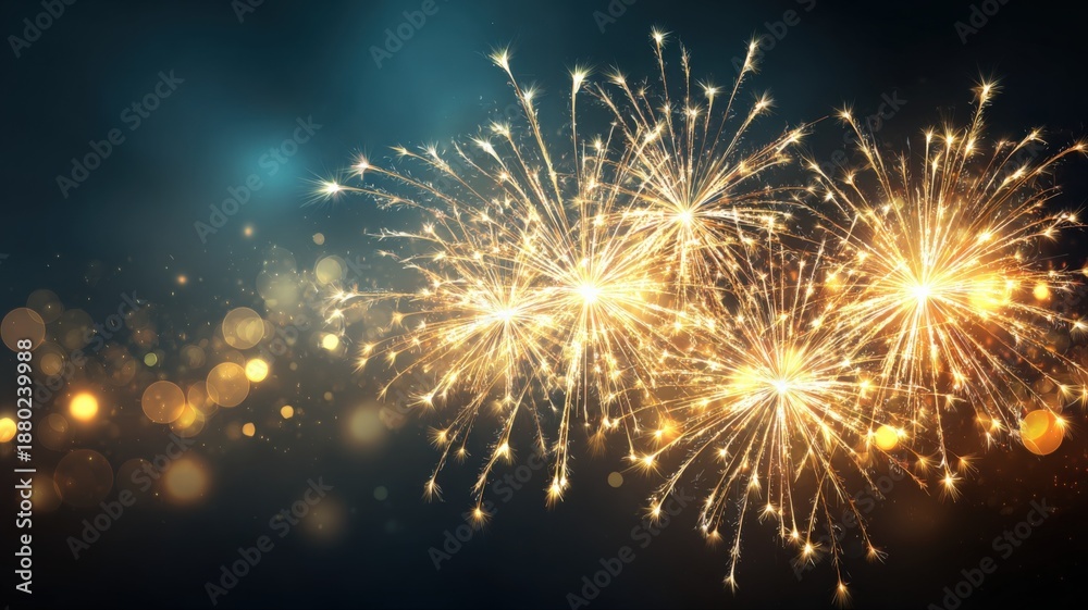 Obraz premium Spectacular Fireworks Display Against a Dark Sky Background, Perfect for Celebrations and Festive Events