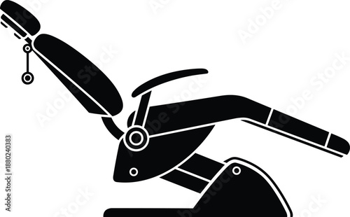dental, chair, silhouette, black, reclined, headrest, armrest, base, equipment, medical, healthcare, clinic, patient, comfort, procedure, tool, minimal, icon, illustration, adjustable, support, treatm