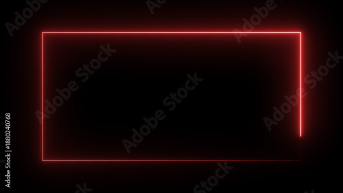 4k Abstract neon glowing frame rectangle illustration in cyan and blue color 4k illustration. neon Rectangle icon illustration. on a black background.