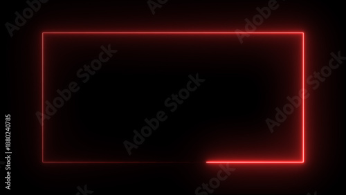 4k Abstract neon glowing frame rectangle illustration in cyan and blue color 4k illustration. neon Rectangle icon illustration. on a black background.