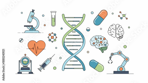 Illustration of medical and scientific symbols