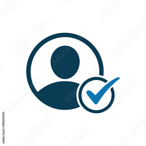 verified user profile icon with checkmark on a white background high quality professional detailed modern elegant