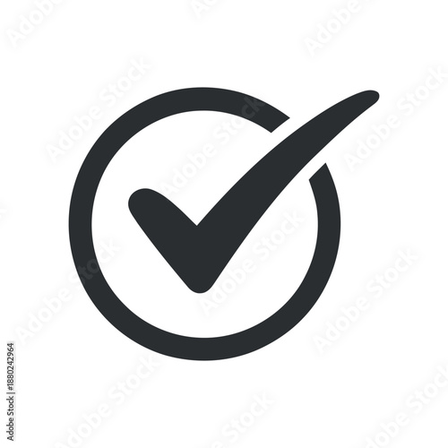 a large black check mark in a circle on a white background high quality professional detailed