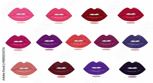 Color Palette: A vibrant array of cosmetic colors designed for lips, showcasing a spectrum of captivating hues and textures.