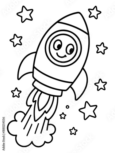 Rocket Ship Adventure: A playful illustration of a rocket ship soaring through a starry cosmos, ready for an intergalactic journey full of adventure and wonder. 