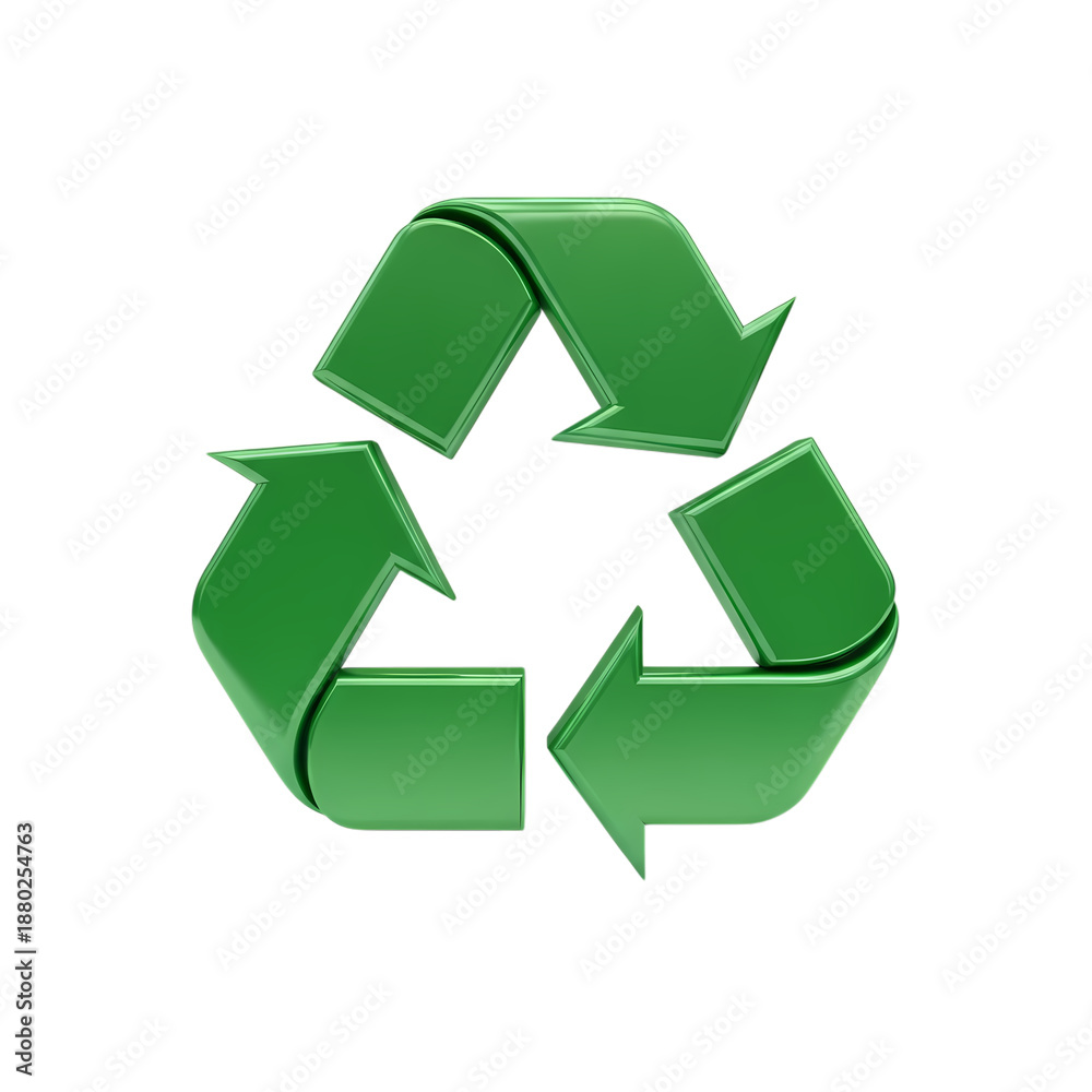 Fototapeta premium Green 3D Recycling Symbol Icon for Environmental Sustainability