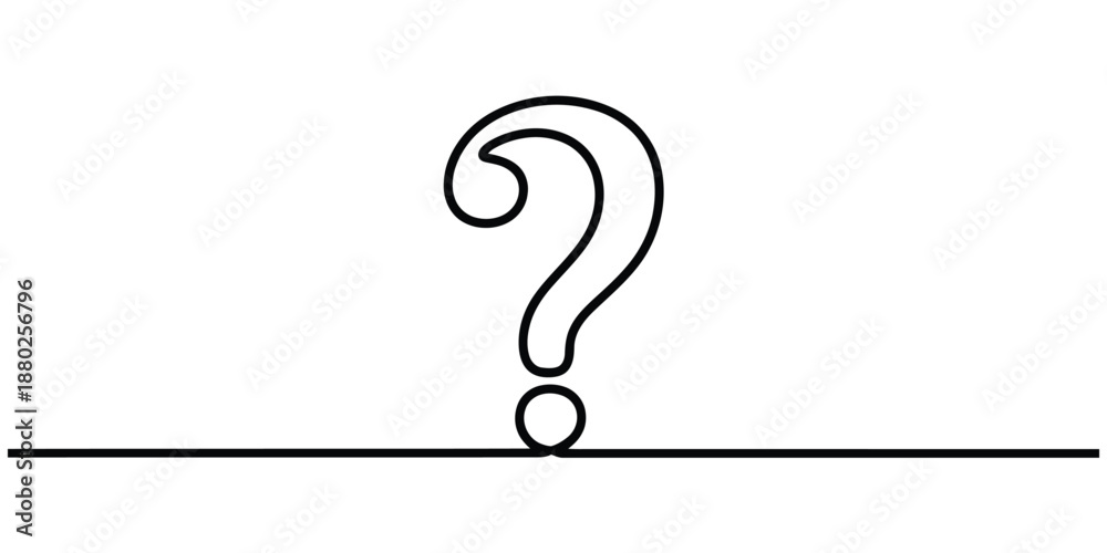 Fototapeta premium Continuous line drawing of a question mark symbol representing inquiry and doubt Vector, illustration