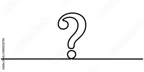 Continuous line drawing of a question mark symbol representing inquiry and doubt Vector, illustration