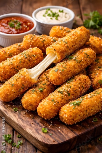 Crispy Mozzarella Sticks with Melted Cheese