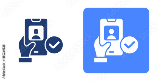 Verification Glyph  Two-tone color and contrasting background icon illustration