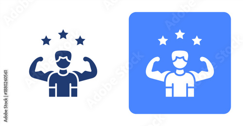 Confidence Glyph  Two-tone color and contrasting background icon illustration