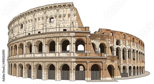 Colosseum amphitheater vector illustration Rome Italy landmark