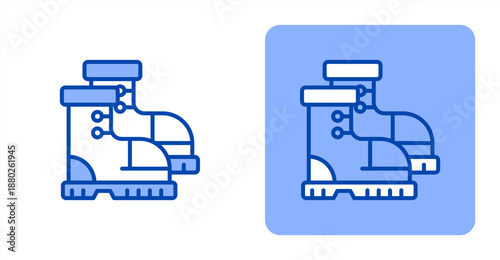 Safety Boots Line Color  Two-tone color and contrasting background icon illustration