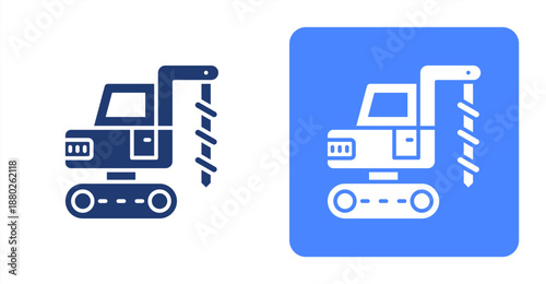 Drilling Rig Glyph  Two-tone color and contrasting background icon illustration