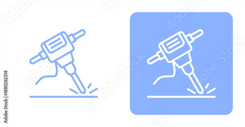 Hammer Line  Two-tone color and contrasting background icon illustration