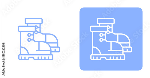 Safety Boots Line  Two-tone color and contrasting background icon illustration