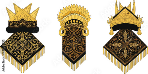 Ornate Pillow with Crown or Headdress.