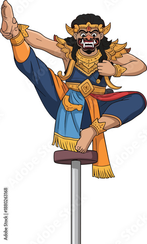 Dancer in Traditional Costume Performing Acrobatics.