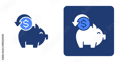 Cash Back Glyph Color  Two-tone color and contrasting background icon illustration