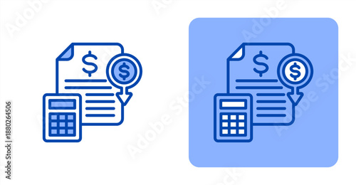 Budget Line Color  Two-tone color and contrasting background icon illustration