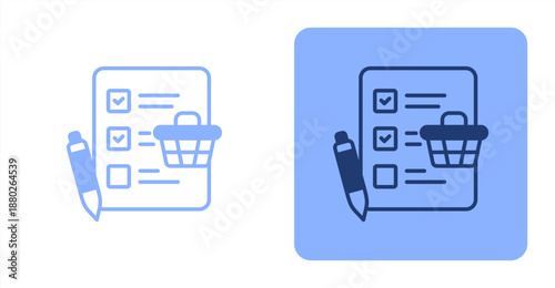Grocery List Mixed  Two-tone color and contrasting background icon illustration