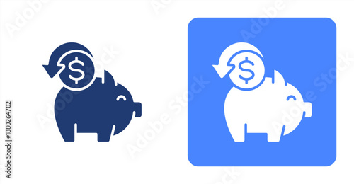 Cash Back Glyph  Two-tone color and contrasting background icon illustration