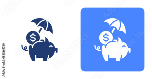 Emergency Savings Glyph  Two-tone color and contrasting background icon illustration