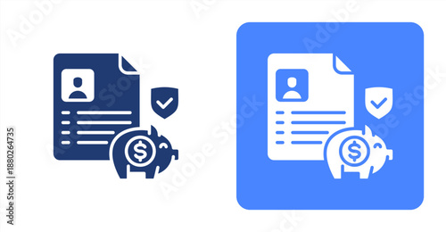 Saving Account Glyph  Two-tone color and contrasting background icon illustration