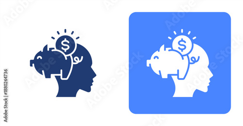 Savings Glyph  Two-tone color and contrasting background icon illustration