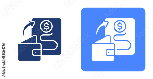 Expense Glyph  Two-tone color and contrasting background icon illustration